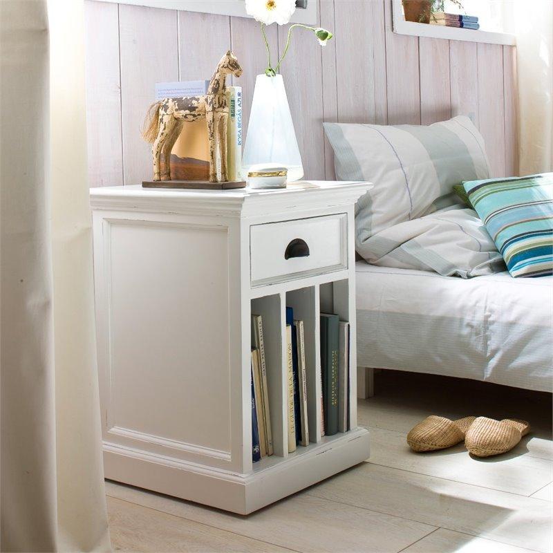 Halifax White Painted Bedside Table with Dividers T757 - White Tree Furniture