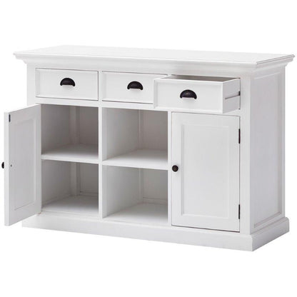 NOVASOLO Halifax White Sideboard Cabinet with 2 Rattan Baskets B129 - White Tree Furniture