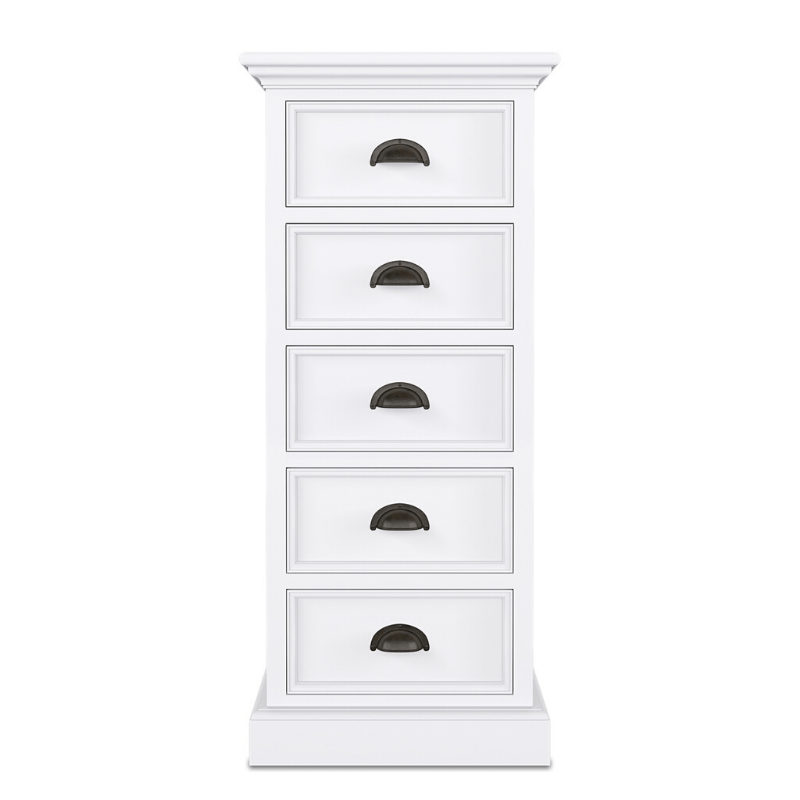 Halifax White Painted 5 Drawer Tallboy CA600 - White Tree Furniture