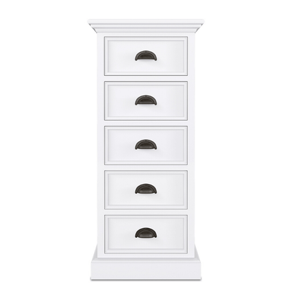 Halifax White Painted 5 Drawer Tallboy CA600 - White Tree Furniture