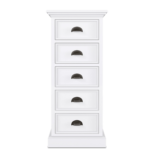 Halifax White Painted 5 Drawer Tallboy CA600 - White Tree Furniture