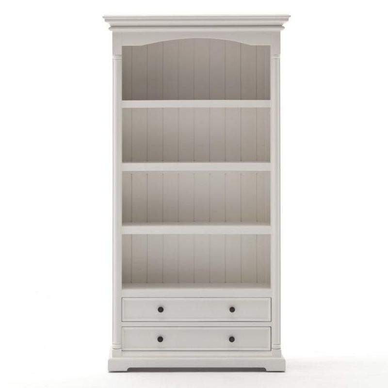 Provence White Bookcase with Low Drawers - White Tree Furniture