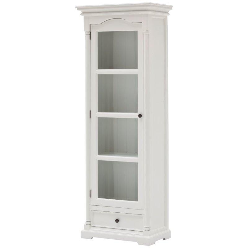 Provence White Painted Glass Cabinet with Low Drawer - White Tree Furniture