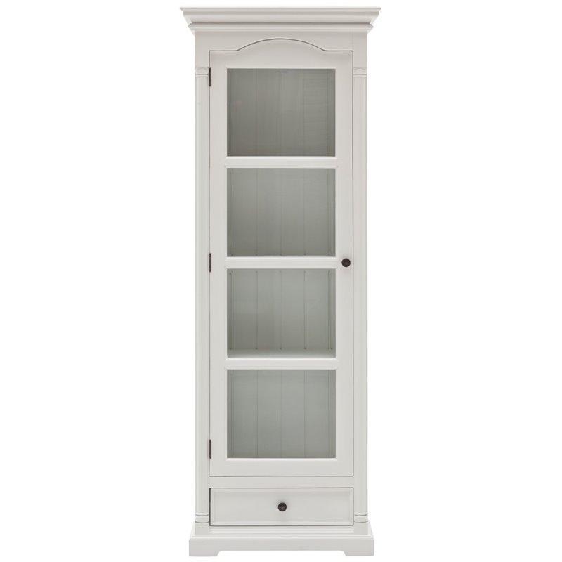 Provence White Painted Glass Cabinet with Low Drawer - White Tree Furniture