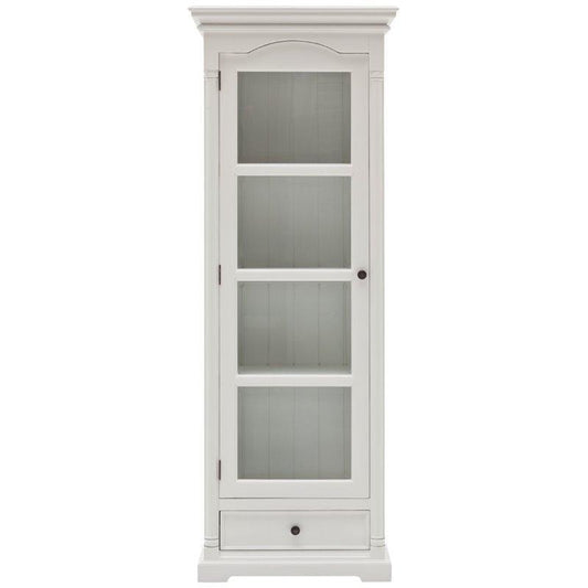 Provence White Painted Glass Cabinet with Low Drawer - White Tree Furniture