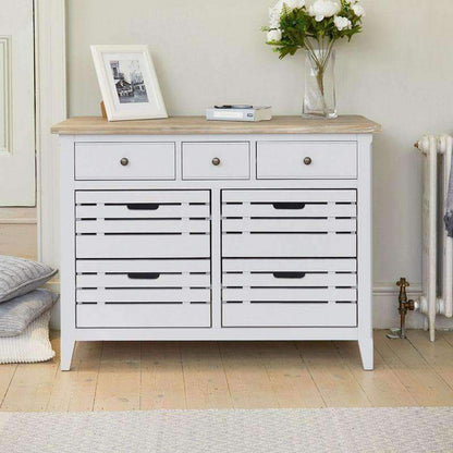 BAUMHAUS Signature Grey Small Sideboard w/ Limed Wood Top CFF02C - White Tree Furniture