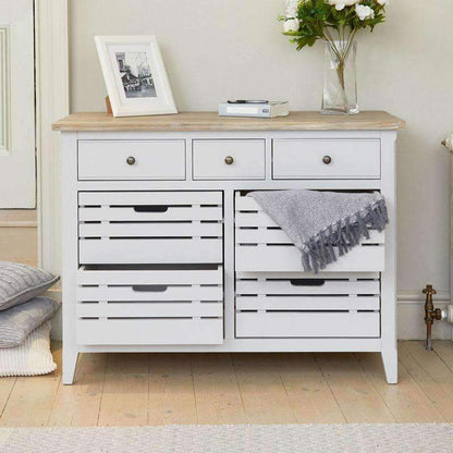 BAUMHAUS Signature Grey Small Sideboard w/ Limed Wood Top CFF02C - White Tree Furniture