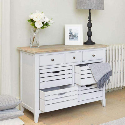 BAUMHAUS Signature Grey Small Sideboard w/ Limed Wood Top CFF02C - White Tree Furniture