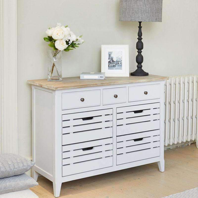 BAUMHAUS Signature Grey Small Sideboard w/ Limed Wood Top CFF02C - White Tree Furniture