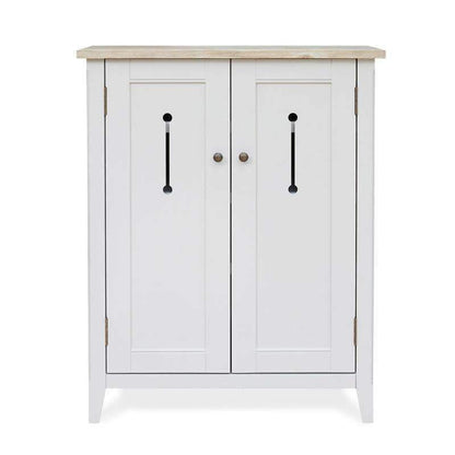 Baumhaus Signature Grey Shoe Storage Cupboard with Limed Wood Top CFF20A - White Tree Furniture