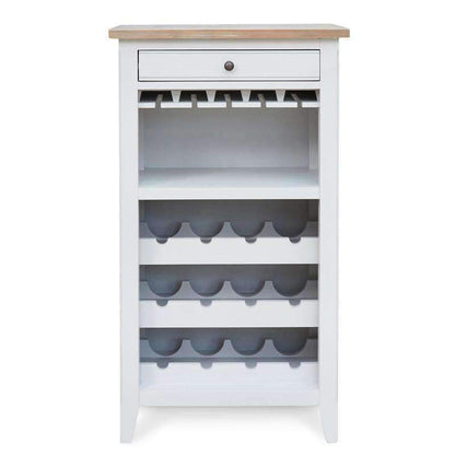 Baumhaus Signature Grey Wine Rack Cabinet with Limed Wood Top CFF05A - White Tree Furniture