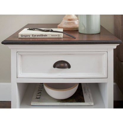 Halifax Accent White Bedside Table with Shelves T790TWD - White Tree Furniture