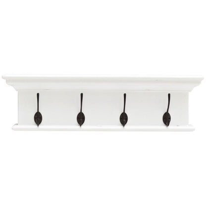 Halifax White Painted Four Hook Coat Rack - White Tree Furniture