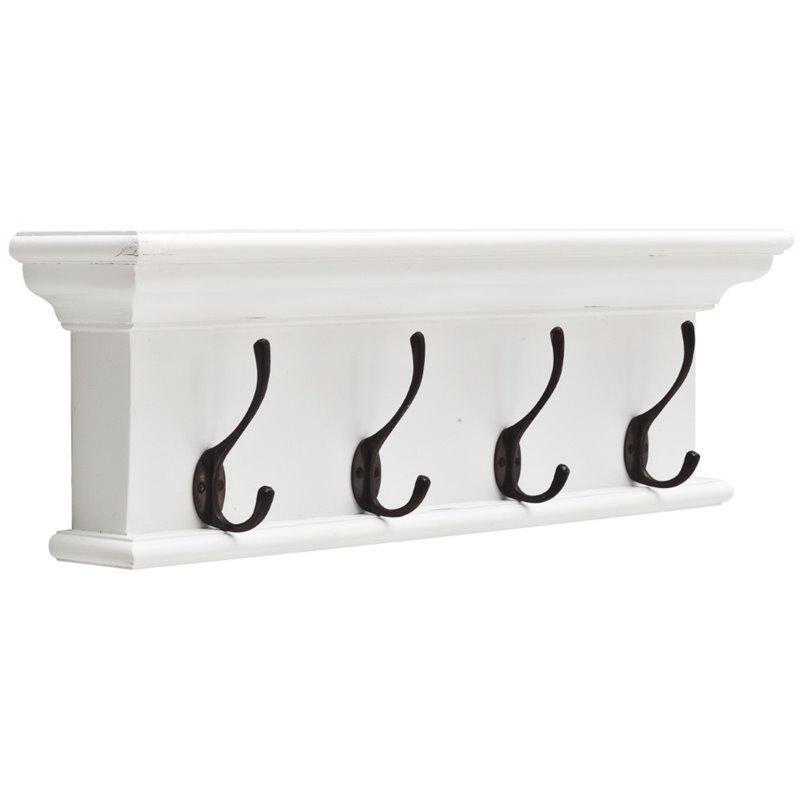 Halifax White Painted Four Hook Coat Rack - White Tree Furniture